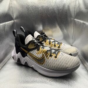 Size 13 Nike Giannis Immortality White Gold Black Mens Lace-Up Shoes CZ4099-100